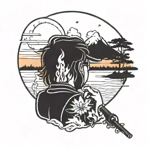 Watching Sunset And Smoking Weed But Something Minimalistic Not Full Person