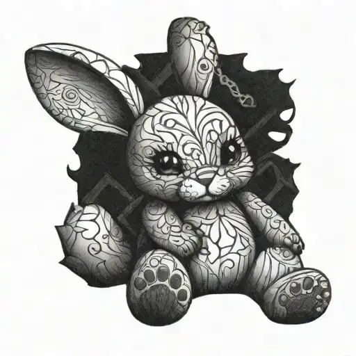 Broken Teddy Bunny Sitting