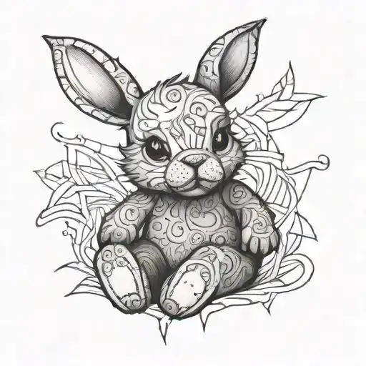 Broken Teddy Bunny Sitting