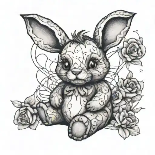 Broken Teddy Bunny Sitting