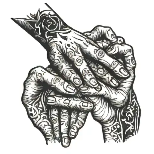 Female Hands Holding 2 Boys And A Father Holding Hands