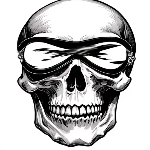 A Skull With A Sleep Eye Mask On His Face