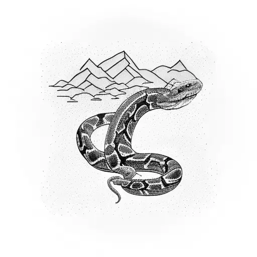 Mountain Range With A Hidden Snake Winding Through It