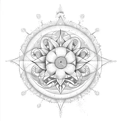 Combine The Taurus Constellation With A Blooming Flower And Sun And Moon