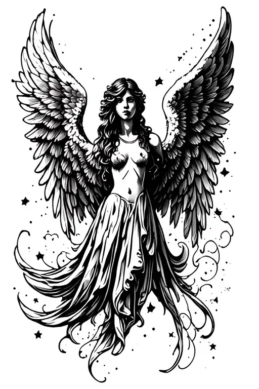 Halftone Style Angel Wings