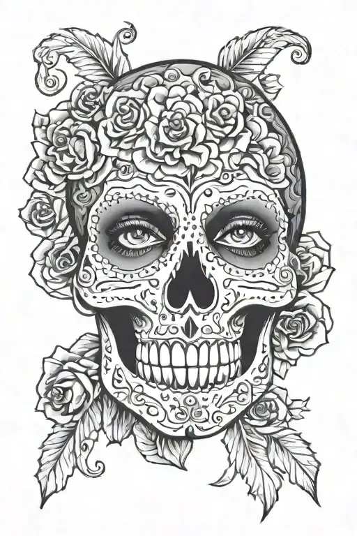 Candy Skull Tattoo Design Female Face