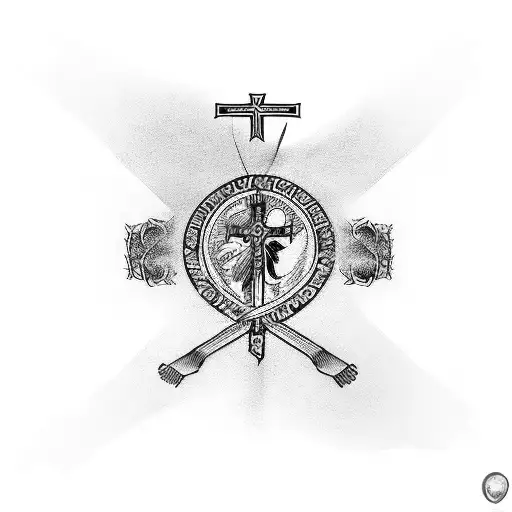 Arm Sleeve Ortodox Cross And Praying Hands With Macedonian Flag Background