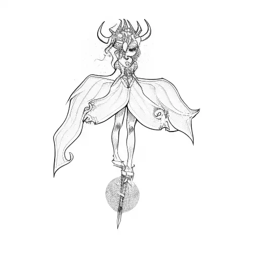 A Female Devil With Horns