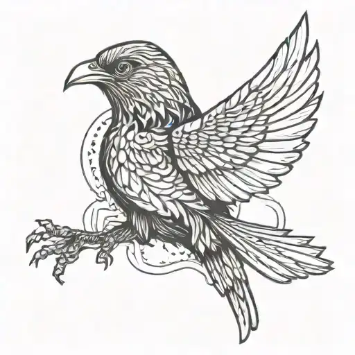 Bird Eating Its Wings Spread