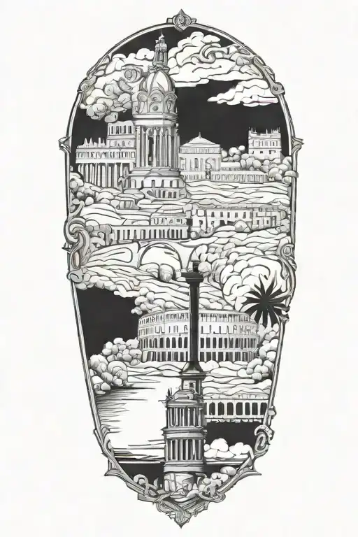 Combine Elements Of Heavy Metal Music And Rome Into A Detailed Sleeve Tattoo Design