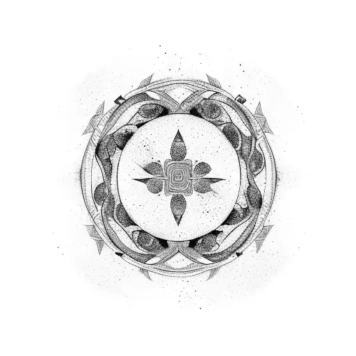 Circle Forest Like Yin Yang Showing Green And Snow With Blank Center