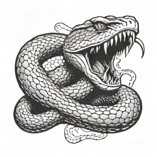 An Aggressive Snake With Its Mouth Open Wriggles