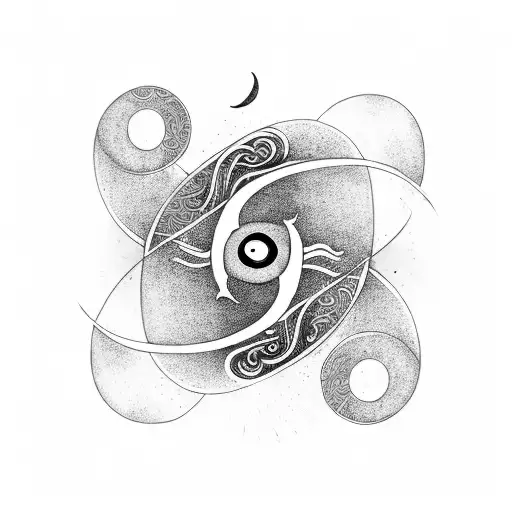 A Crescent Moon And Yin Yang Symbol Intertwined To Represent Balance And Harmony In Love