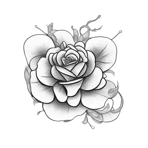 Skeleton Flower Black And White