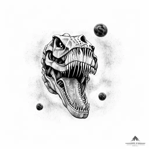 A T-rex Skeleton Emerging From A Black Hole