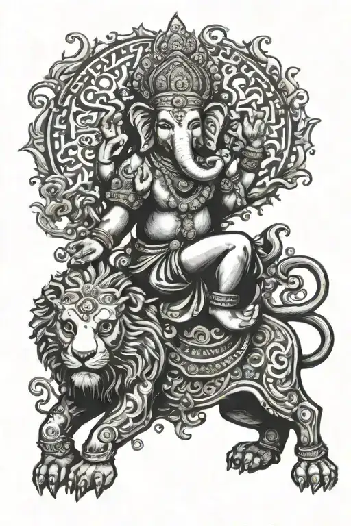 Ganesh Riding Lion