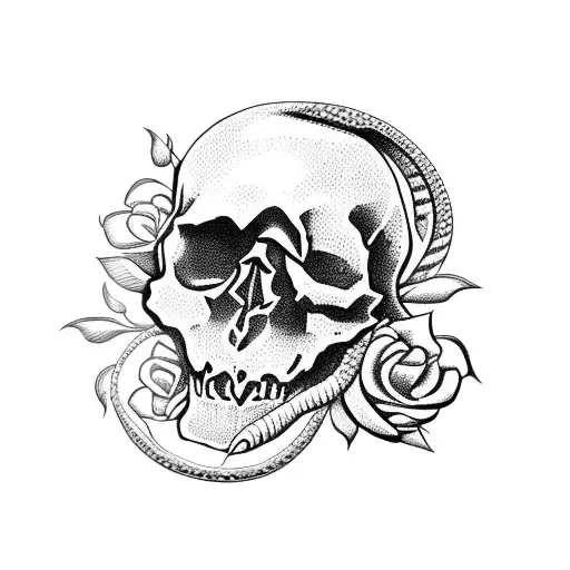 Skull And Snake And Flower