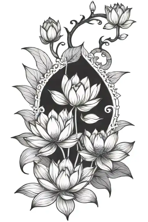 Oriental Lotus Flower Large Black Leaves