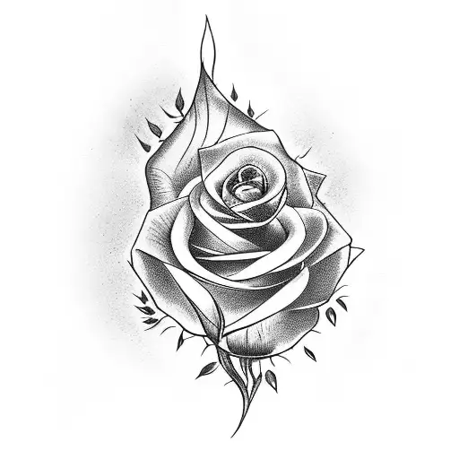 A Hand Holding A Black Rose With Purple Thorns