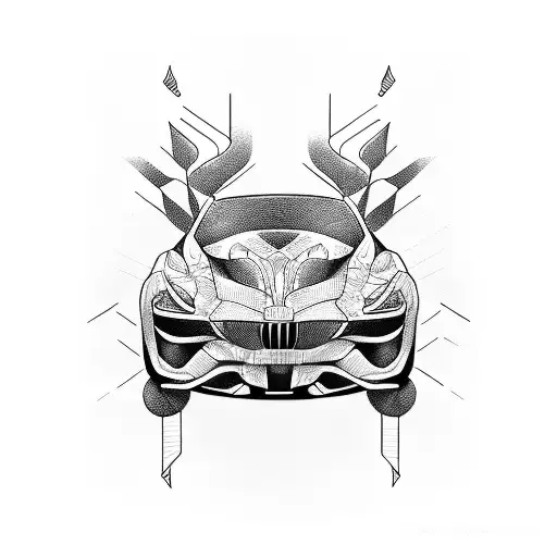 A Dynamic And Intricate Design Of A Car And Bike Merging Together