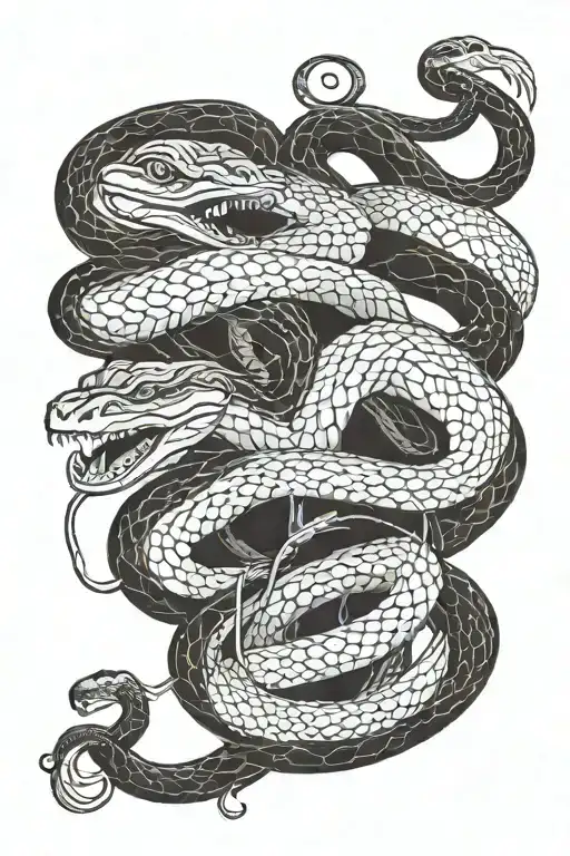 Two Snakes Protecting A Rat And A Monkey
