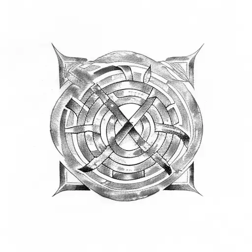 Ancient Rune Symbols Intertwined With Watercolor Splashes