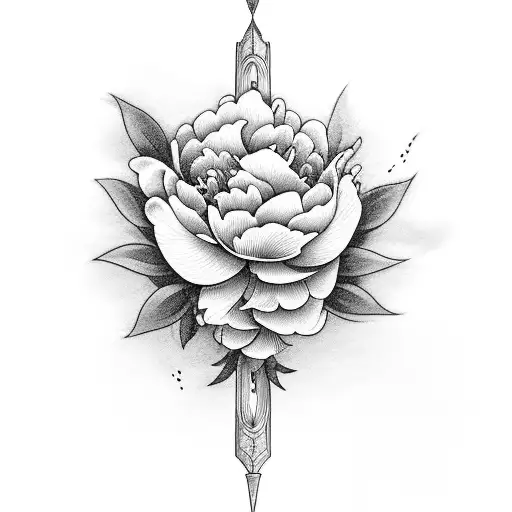 Dagger With Peonies And Orchids