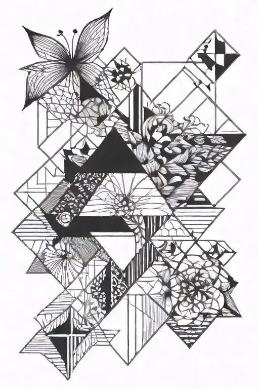 Fine Line Geometric Tattoo Featuring