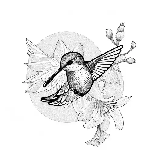 Hummingbird With Cherry Blossom