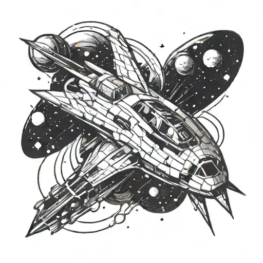 A Futuristic Spaceship Flying Through A Galaxy