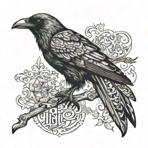 Black Crow In Arabic Style