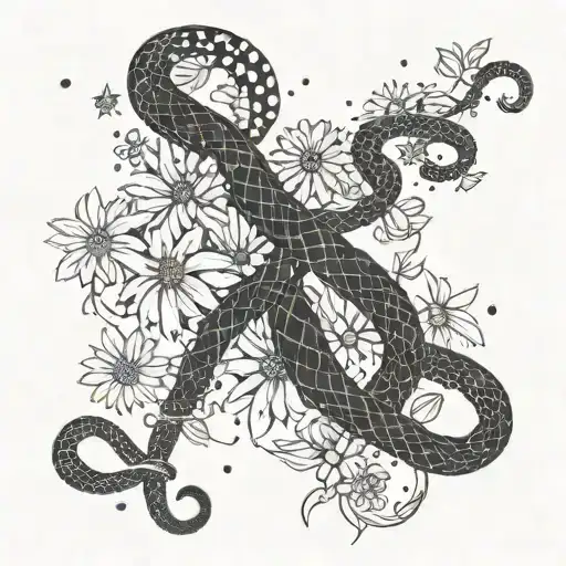 5 Snakes With Daisies And The Constellation Virgo