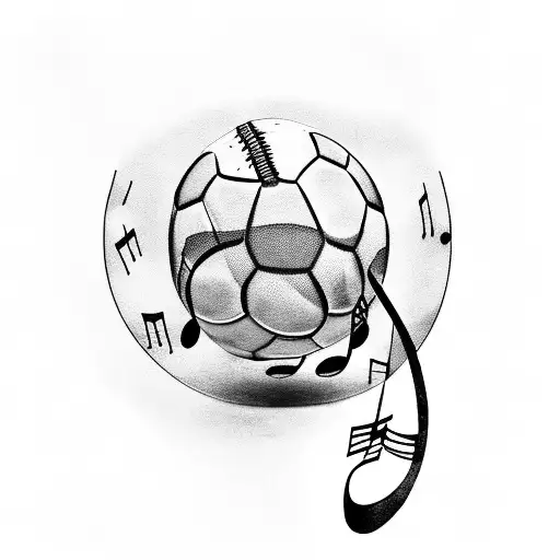 Football Player Kicking A Ball With Musical Notes Coming Out
