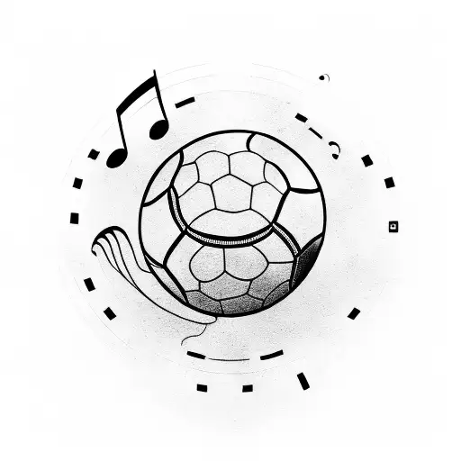 A Football-shaped Vinyl Record With Music Notes Spinning Around It