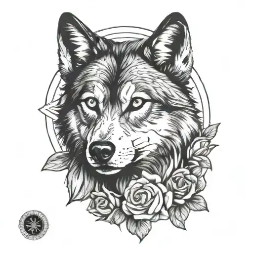 Wolf With Compas Rose