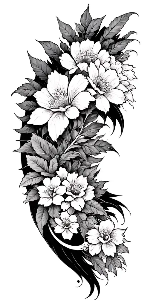 Irezumi Flowers And Monster