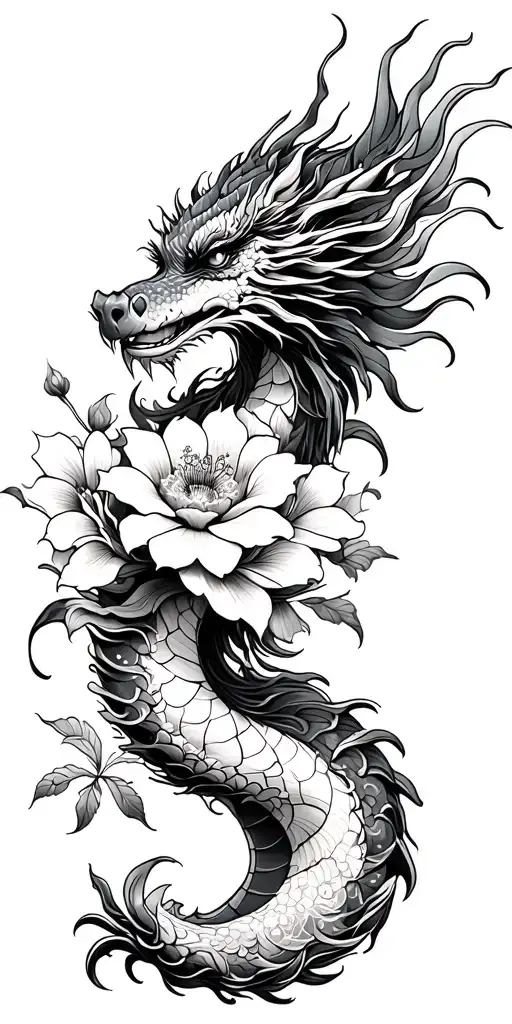 Irezumi Flowers And Dragon