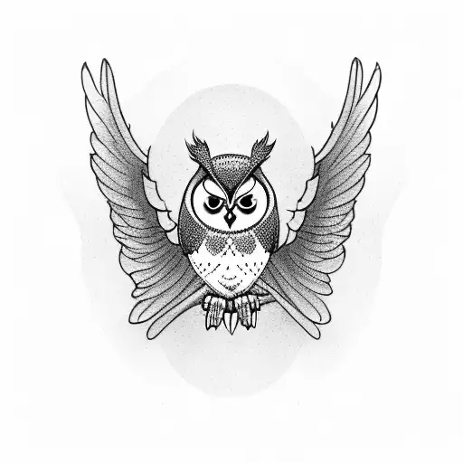 Owl Spread Wings On Neck