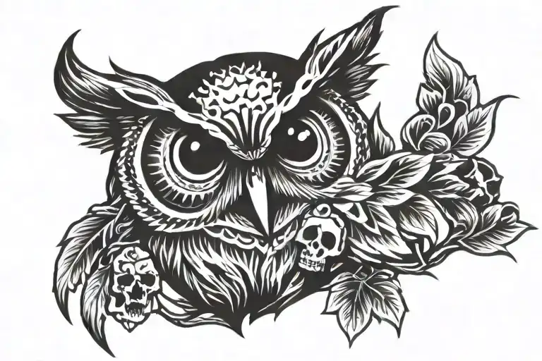 Owl With A Skull