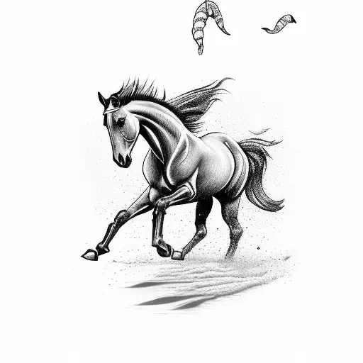 A Fierce And Majestic Horse Galloping On The Beach