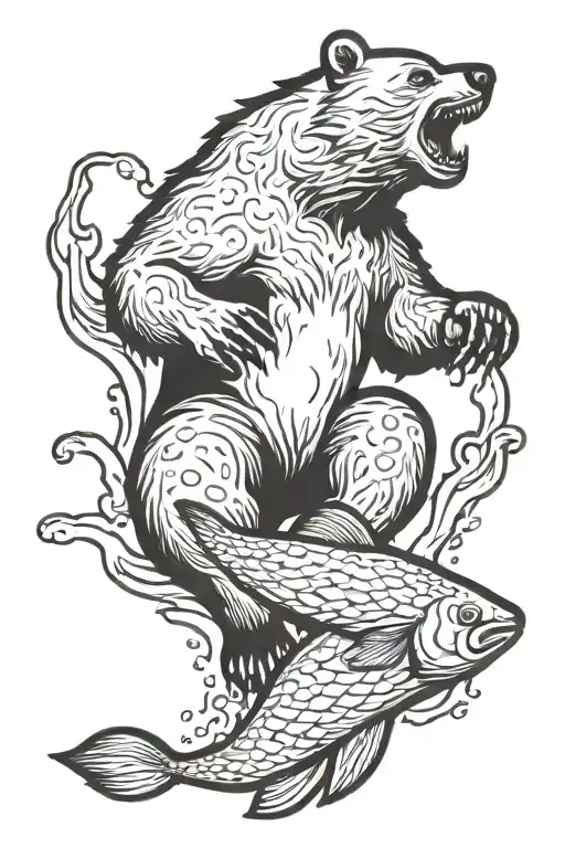 Bear Eat Fish Jumping