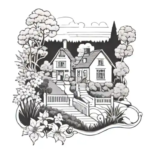 Spare Linework Beautiful Garden Town