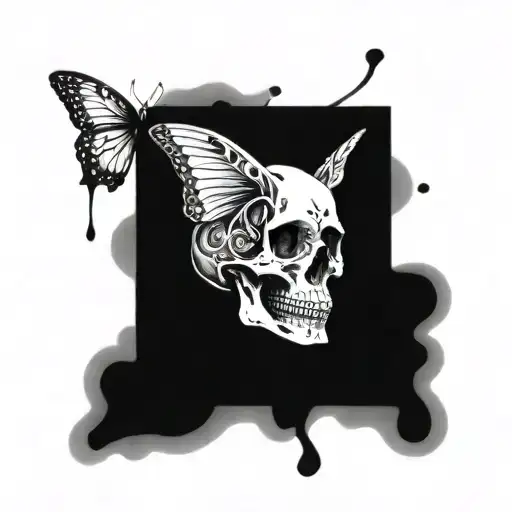 Beautiful Melting Butterfly Skull