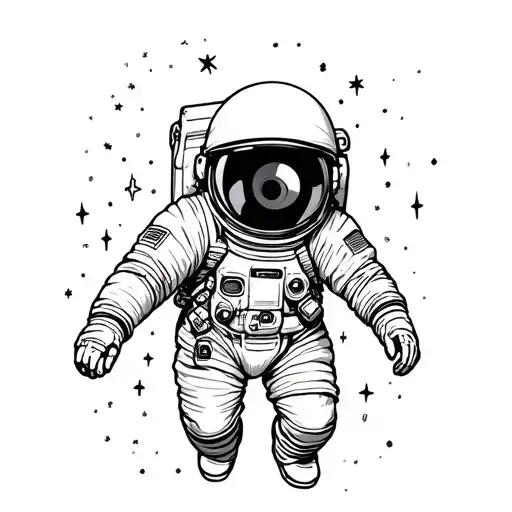Astronaut Floating In Space Reaching Towards Camera