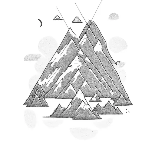 A Serene Mountain Landscape With A Fishing Rod Cast Into A Peaceful Lake