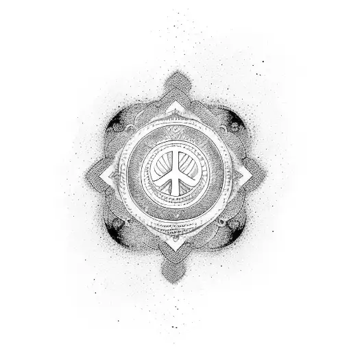 Yin And Yang With Peace Love And Loyalty Around It