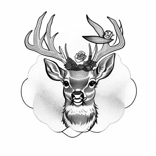 Deer With Rose Crown