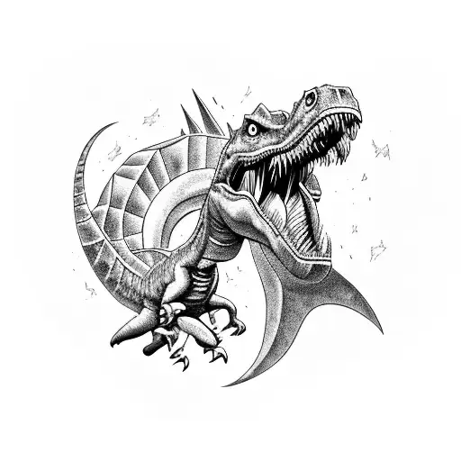 A Fierce Dinosaur Battling A Legendary Pokemon