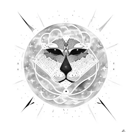 Moon With The Leo Symbol And Stars