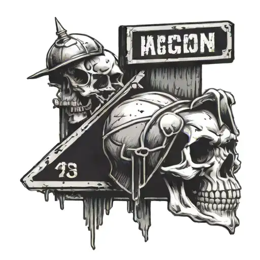 Skull And A Street Sign